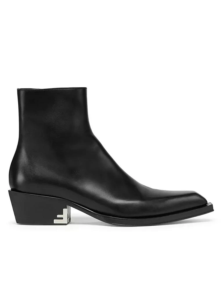 Fendi Leather Stacked Heel Ankle Boots 1