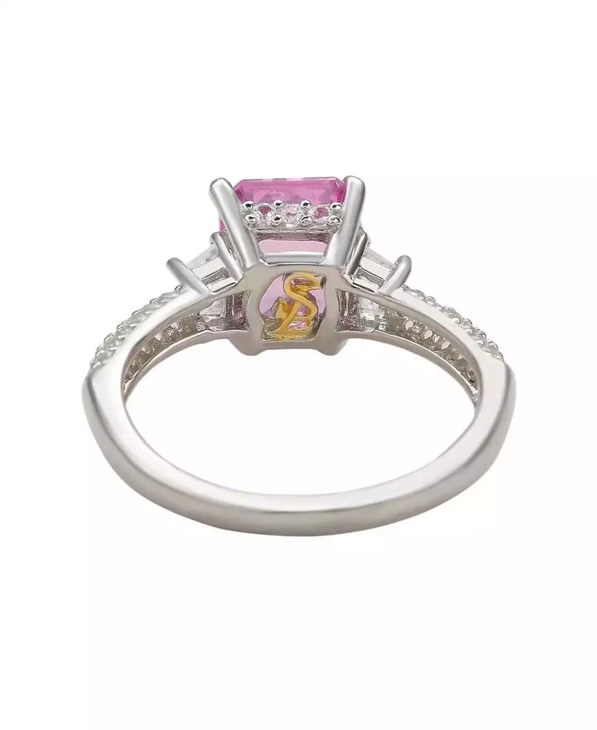 Suzy Levian New York Suzy Levian Sterling Silver Sapphire 
Created White Sapphire Emerald Cut Proposal Ring 3