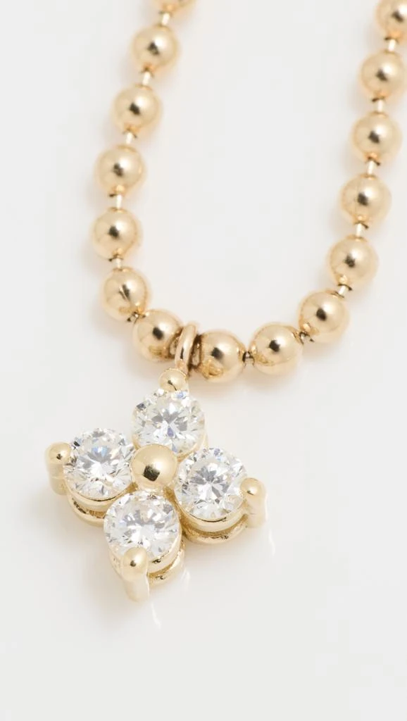 Zoe Chicco 14k Gold Quad Prong Set Diamond Pendant on Bead Chain Necklace 4