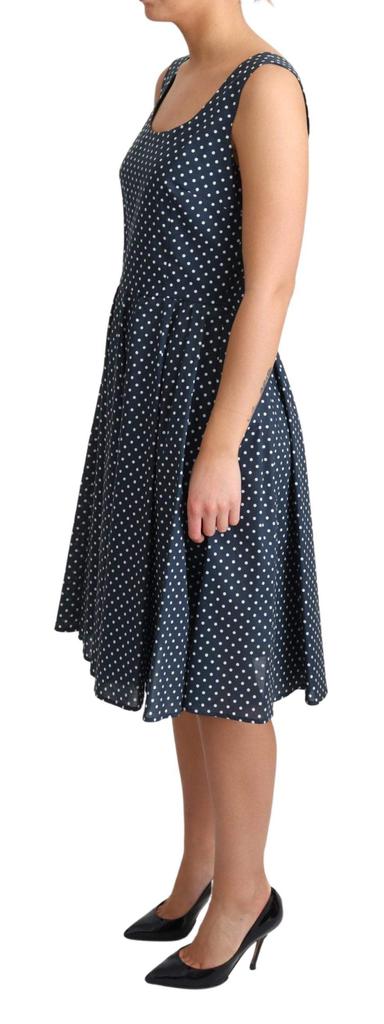 Dolce & Gabbana Dolce & Gabbana Blue Dotted Cotton A-Line Gown Dress