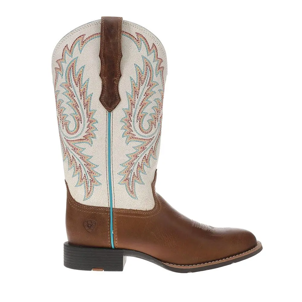 Ariat Round Up StretchFit Embroidered Wide Square Toe Cowboy Boots