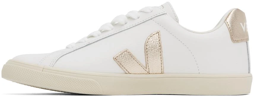 Veja White & Gold Esplar Leather Sneakers 3