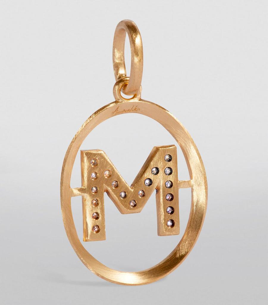 Annoushka Yellow Gold and Diamond Initial M Pendant