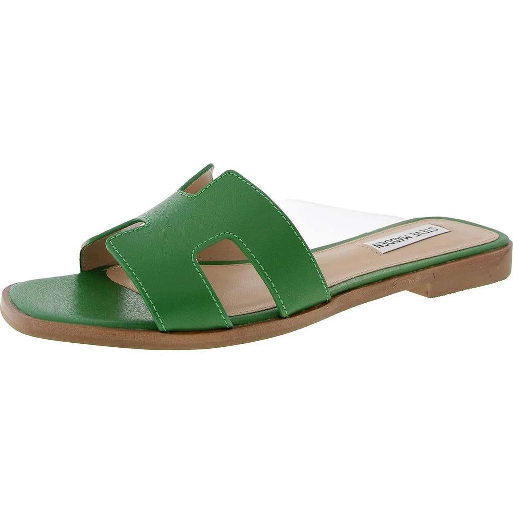 Steven Hadyn Womens Faux Leather Square Toe Flat Sandals 8