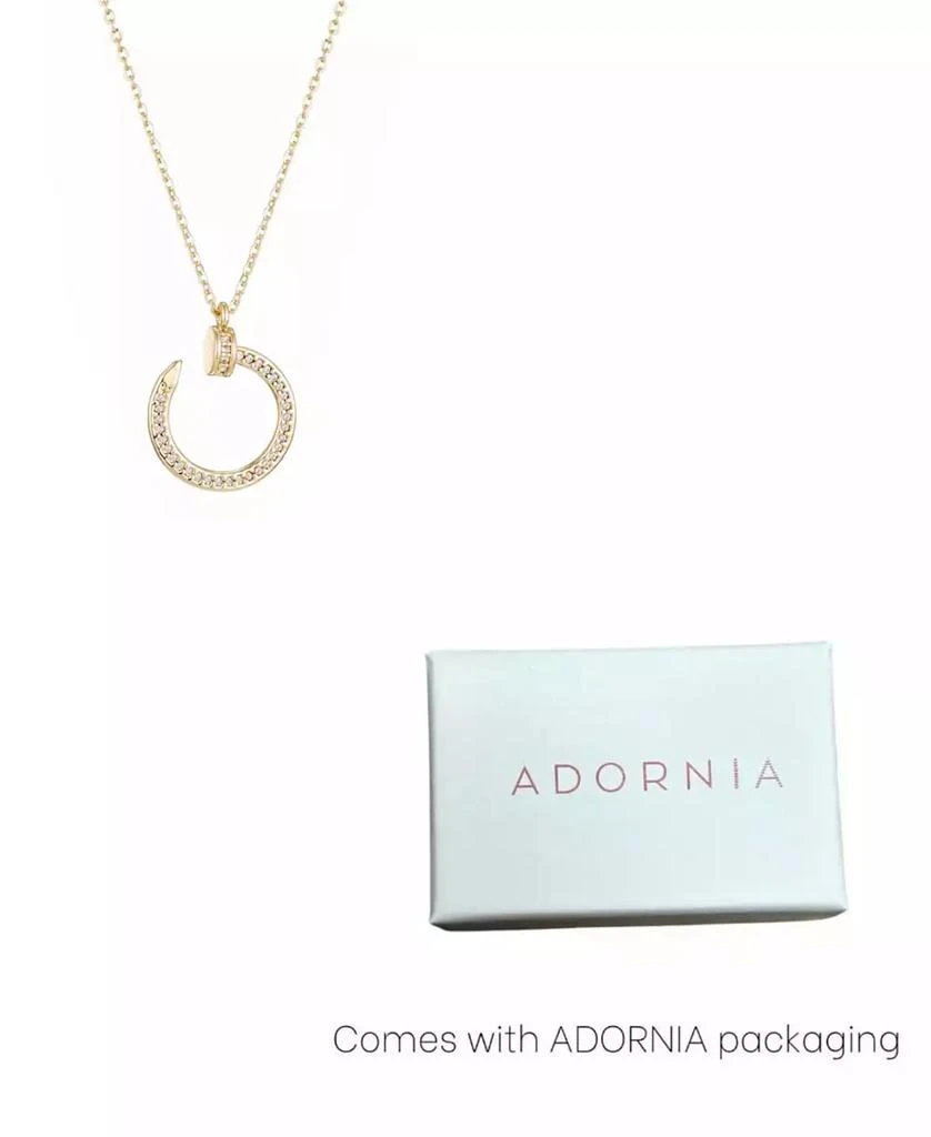 ADORNIA Gold Cubic Zirconia Curved Nail Ring Necklace 4