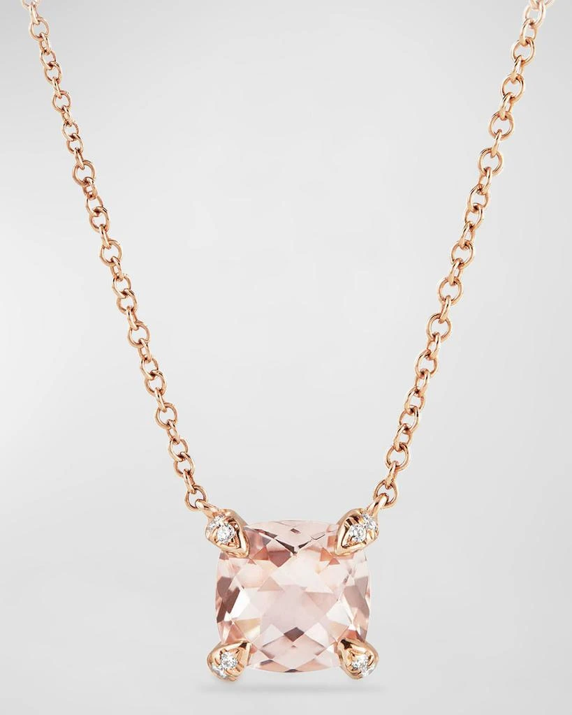David Yurman Chatelaine 18k Rose Gold Necklace w/ Morganite, 18" 1