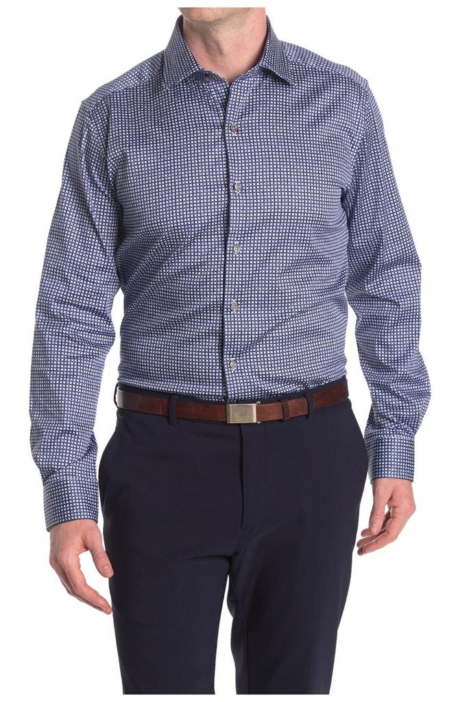 Zanella Jacquard Check Print Long Sleeve Tailored Fit Shirt