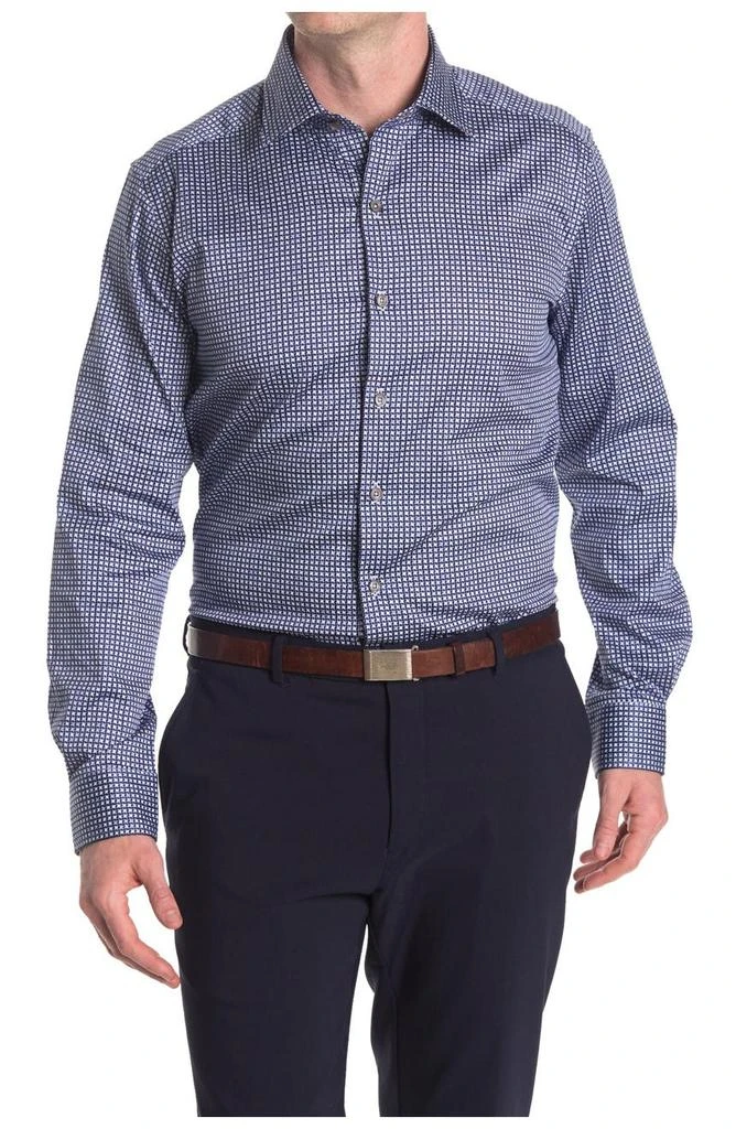 Zanella Jacquard Check Print Long Sleeve Tailored Fit Shirt 1
