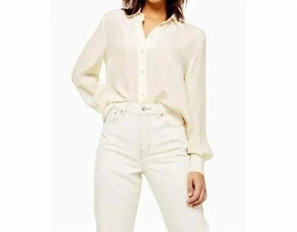 Topshop Pole Situation Button Down Silk Shirt In Ivory 1
