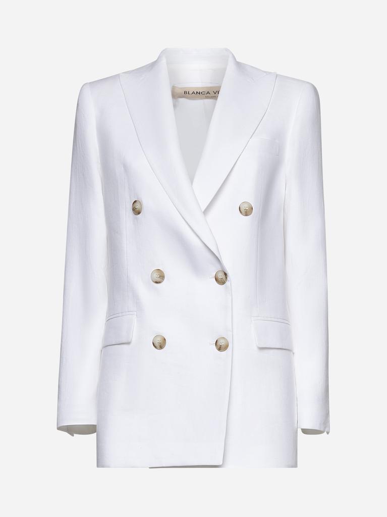 BLANCA VITA White canvas Glixia double-breasted blazer