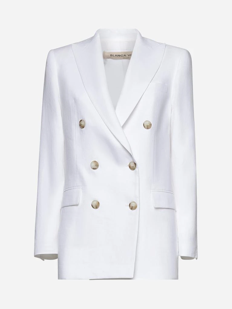 BLANCA VITA White canvas Glixia double-breasted blazer 1