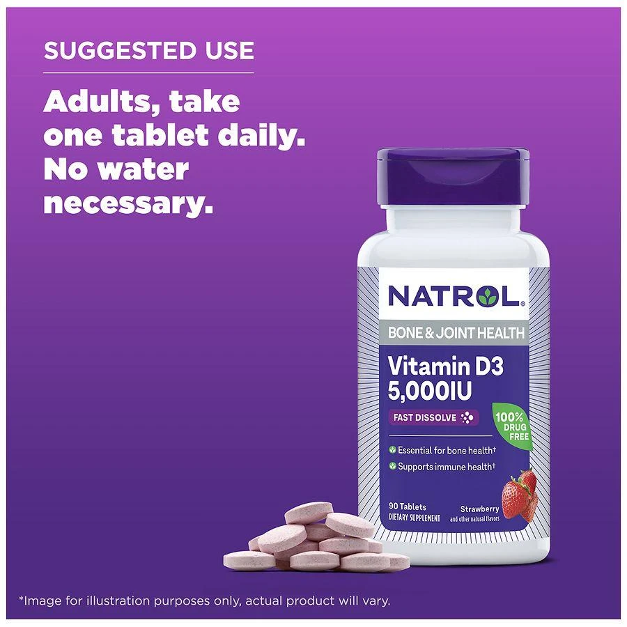 Natrol Vitamin D3 5,000 IU Fast Dissolve Strawberry 5