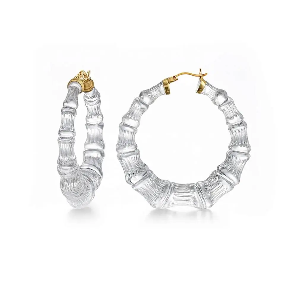 Gold & Honey Gold & Honey - Women's Lucite Bamboo Hoop Earrings