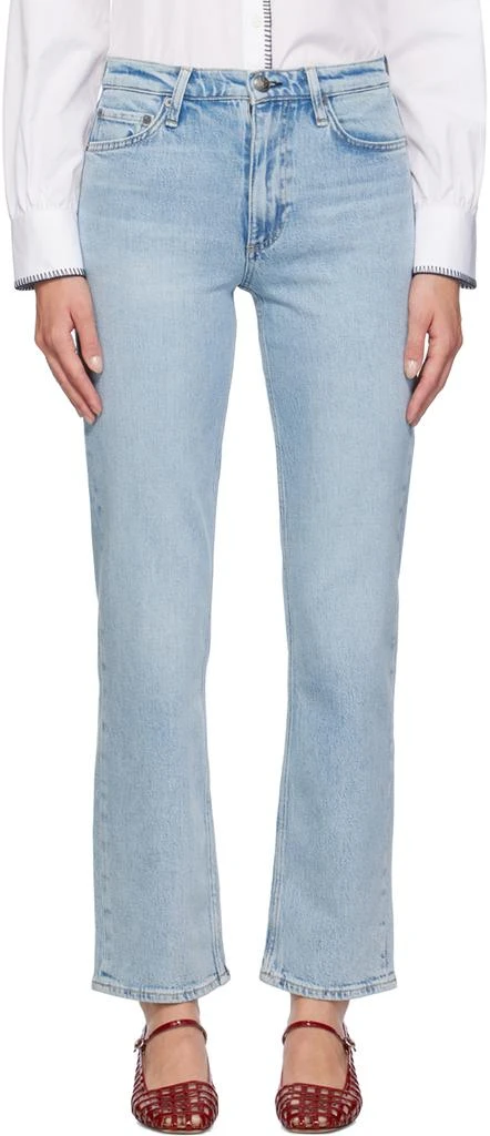 Rag & Bone Blue Harlow Full Length Straight Jeans 1