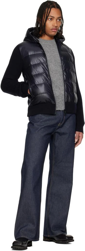 Moncler Navy Padded Wool Zip-Up Down Jacket 5