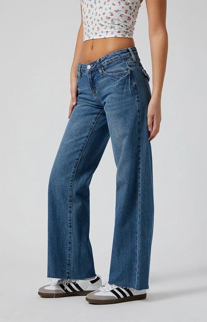 PacSun Zoe Low Rise Girlfriend Jeans Button Pocket Dark Indigo 3