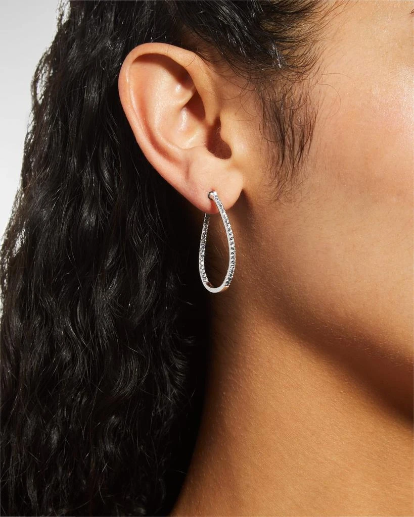 Memoire 18k White Gold Diamond J-Twist Hoop Earrings, 0.99tcw 2