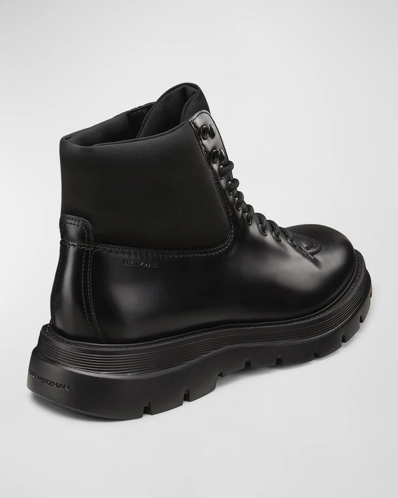 Stuart Weitzman Men's Adam Leather and Neoprene Combat Boots 4