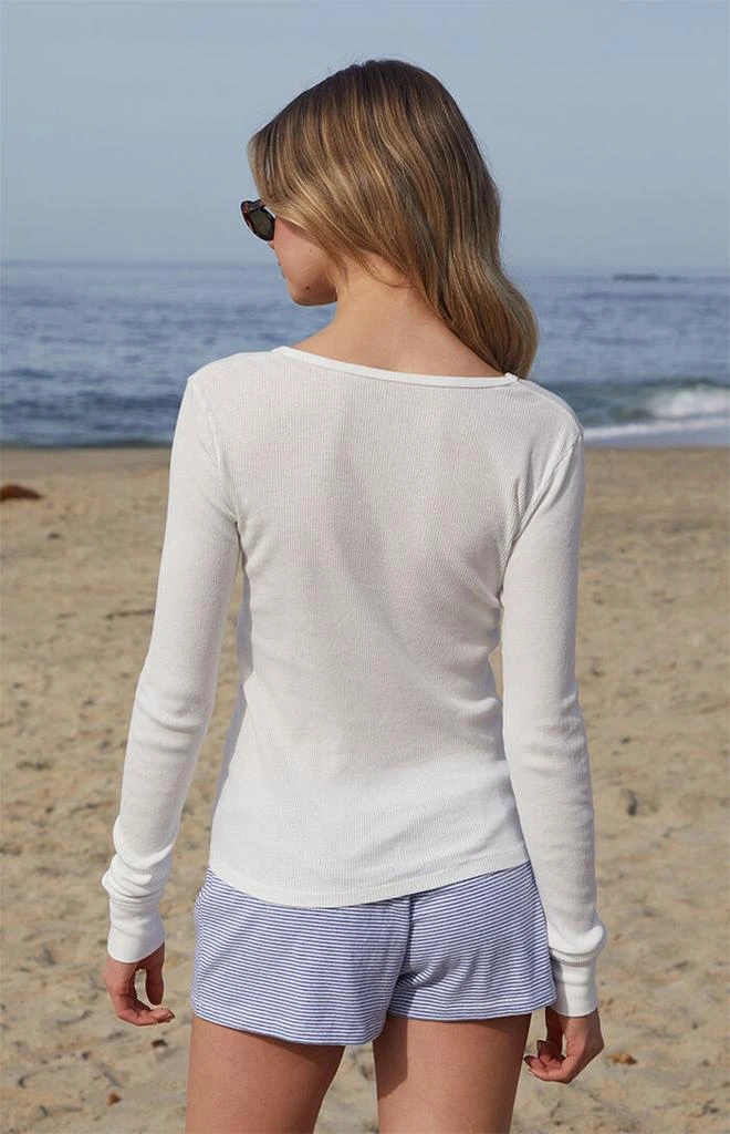 John Galt White Ribbed Long Sleeve Top 3