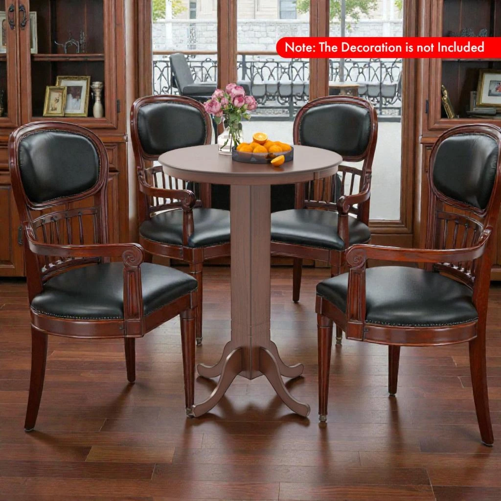 Hivvago Pedestal Base Round Dining Table in Wood Finish 2