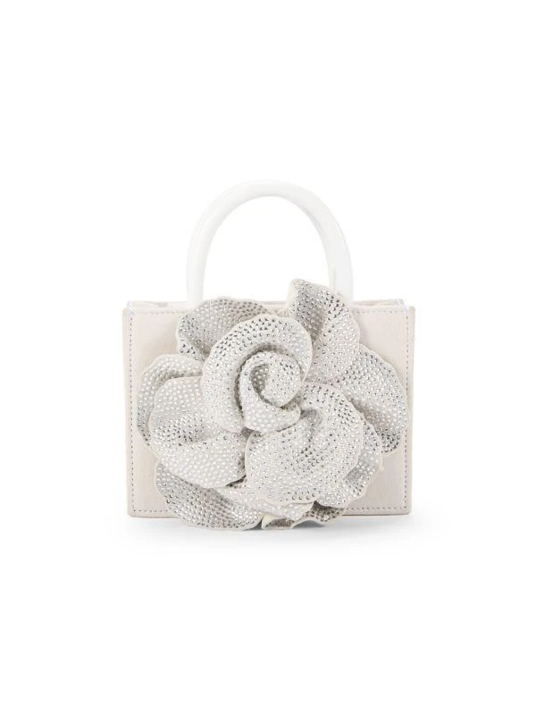 Mach & Mach Crystal Flower Leather Tote 1
