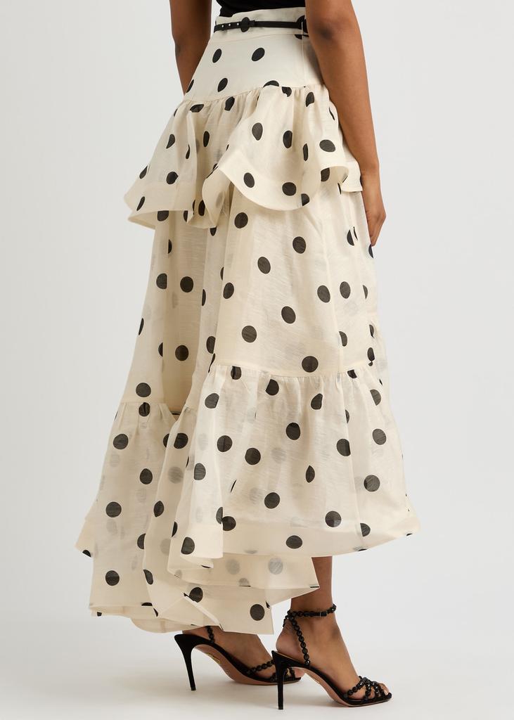 スカート theory polkadot silk skirt Shop Crush belted polka dot linen-blend midi skirt on Sale