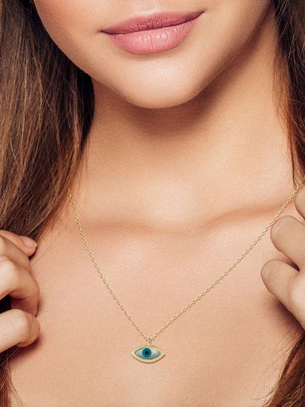 Chloe & Madison 14K Goldplated Sterling Silver, Mother Of Pearl & Enamel Evil Eye Necklace 2