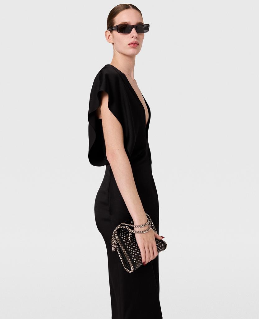 Stella McCartney Stella McCartney - Deep V Cap Sleeved Midi Dress, Woman, Black, Size: 36