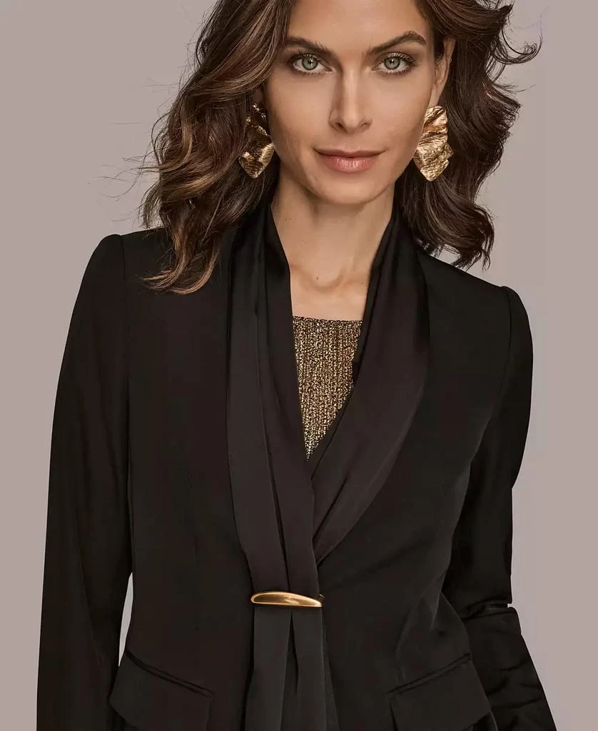 Donna Karan Women
s Mixed Media Collarless Jacket, Regular 
Petites 5