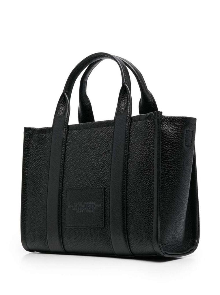 Marc Jacobs 'The Mini Tote Bag' Black Shoulder Bag With Logo In Grainy Leather Woman