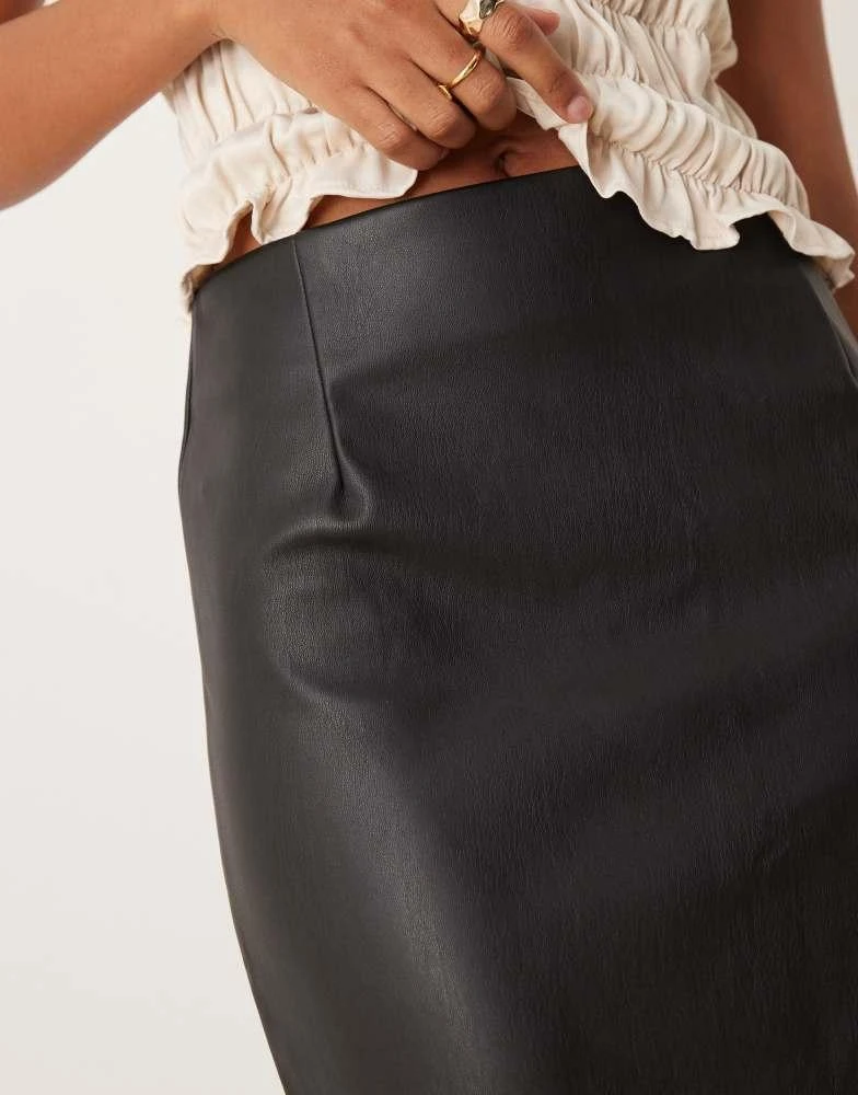 New Look New Look PU pencil midi skirt in black 3