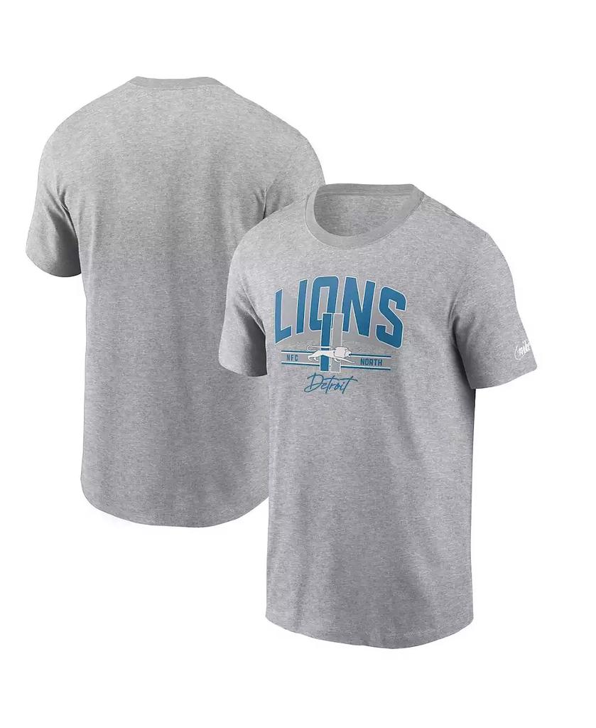 NIKE Men's Heather Gray Distressed Detroit Lions Vintage-Like Essential T-shirt