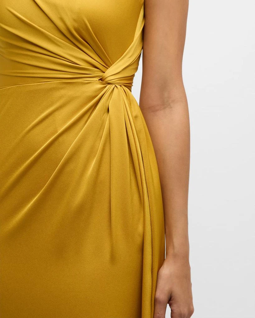 Alex Perry One-Shoulder Twisted Satin Crepe Column Gown 6