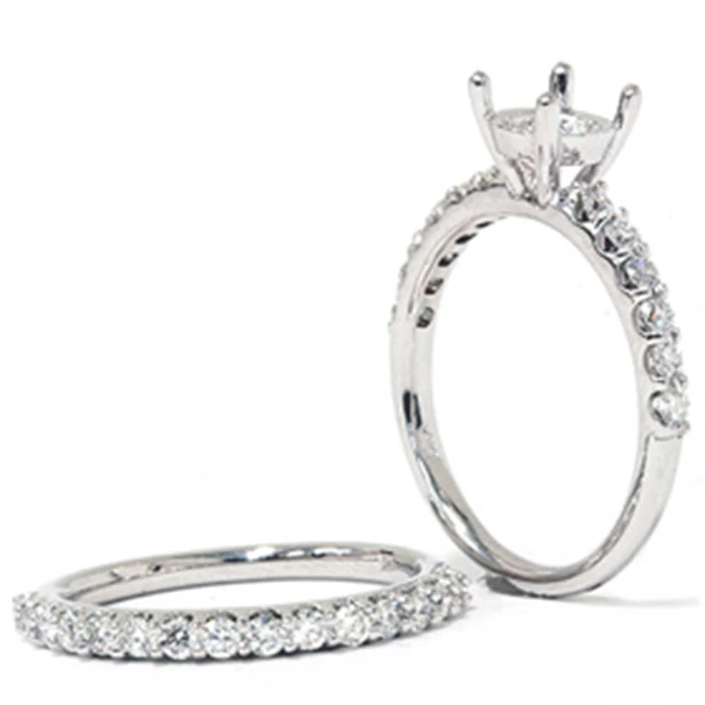 Pompeii3 3/4ct Half Eternity Diamond Ring Set 14K White Gold Size Selectable 2