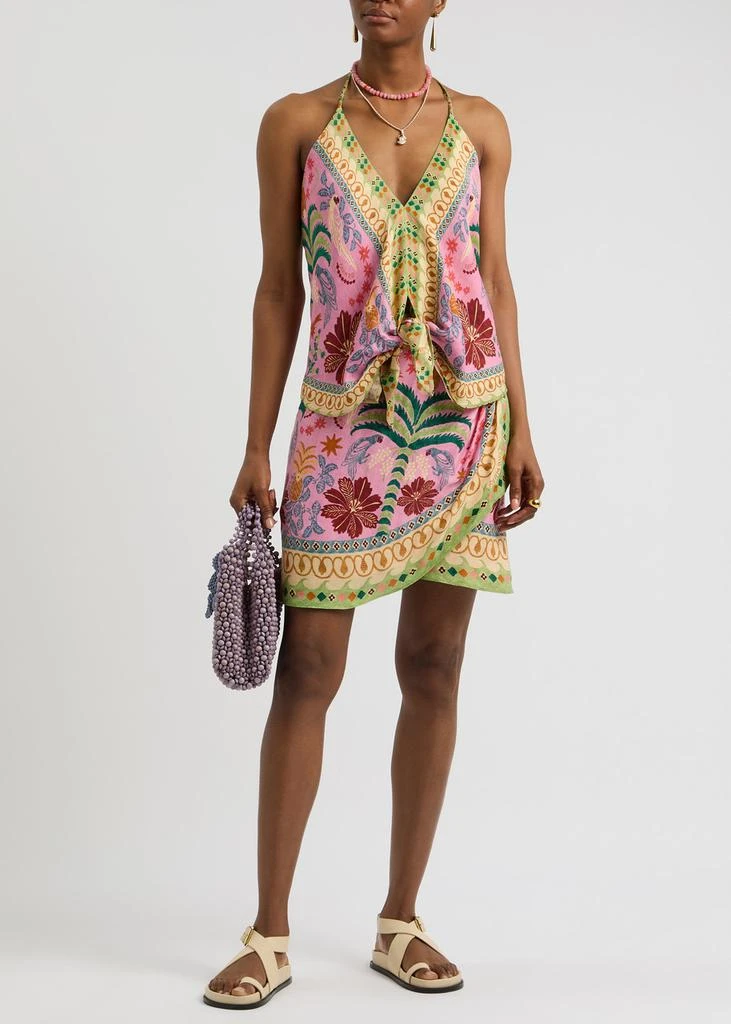 Farm Rio Fruits Queen printed satin mini skirt 4