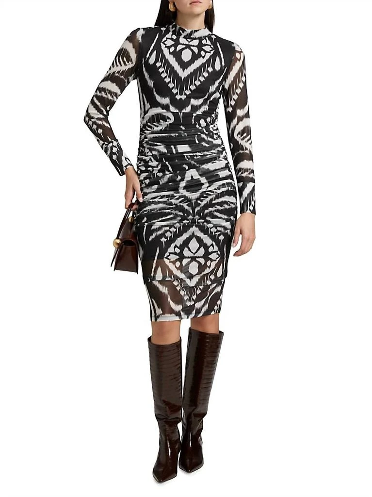 Farm Rio Pineapple Ikat Tulle Midi Dress In Black 1