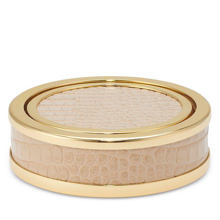 AERIN Classic Croc Embossed Leather Coasters, Set of 4