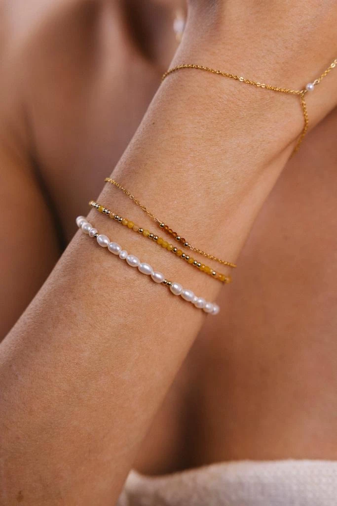 预计3周后发货 YAY Paris Bracelet Grain De Riz - Perles De Culture - Or 4