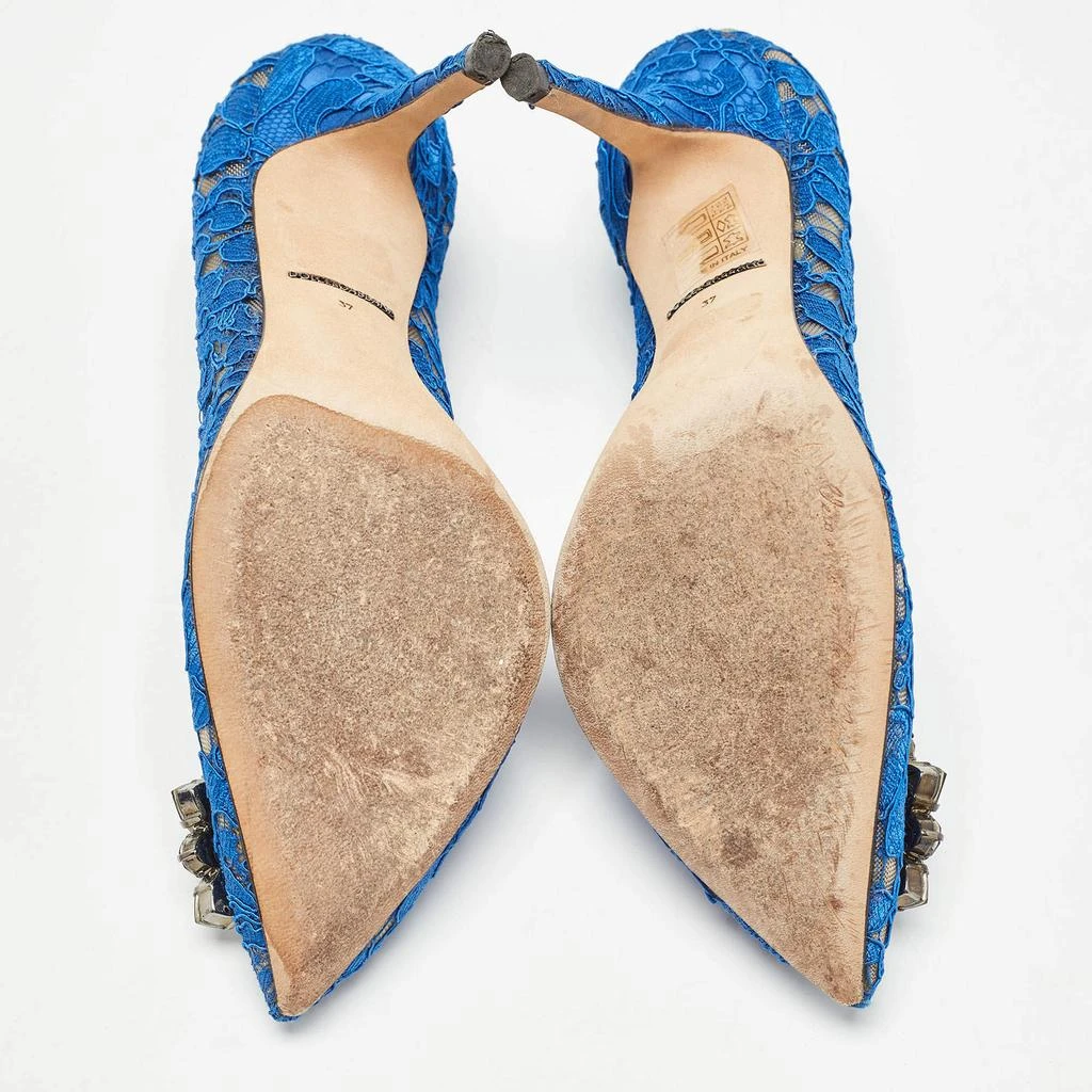 Dolce & Gabbana Dolce & Gabbana Blue Lace Crystal Embellished Bellucci Pumps Size 37 6