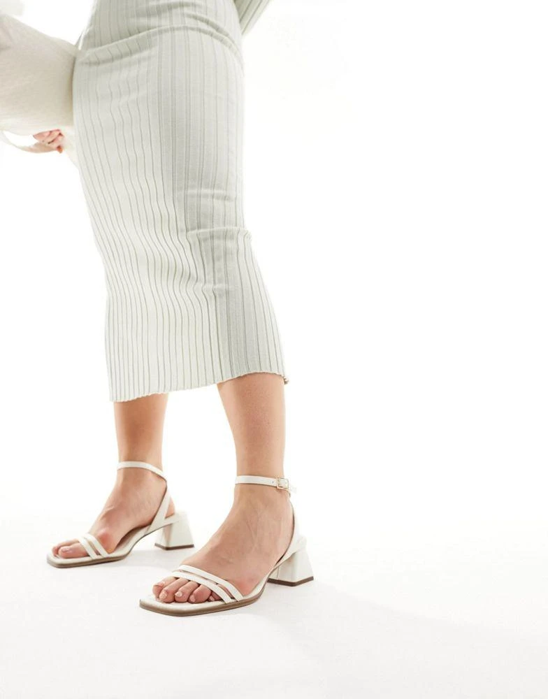 ASOS ASOS DESIGN Wide Fit Honeydew mid block heeled sandals in ivory 2