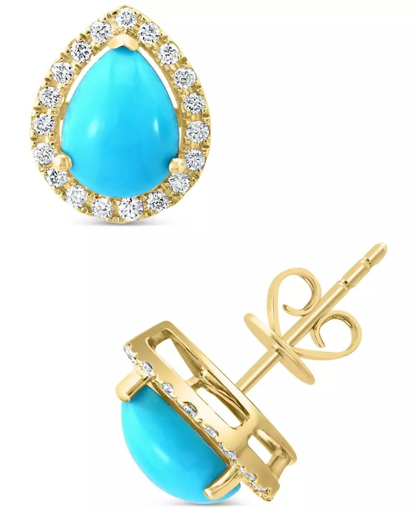 Effy EFFY® Turquoise & Diamond (1/5 ct. t.w.) Halo Stud Earrings in 14k Gold 1