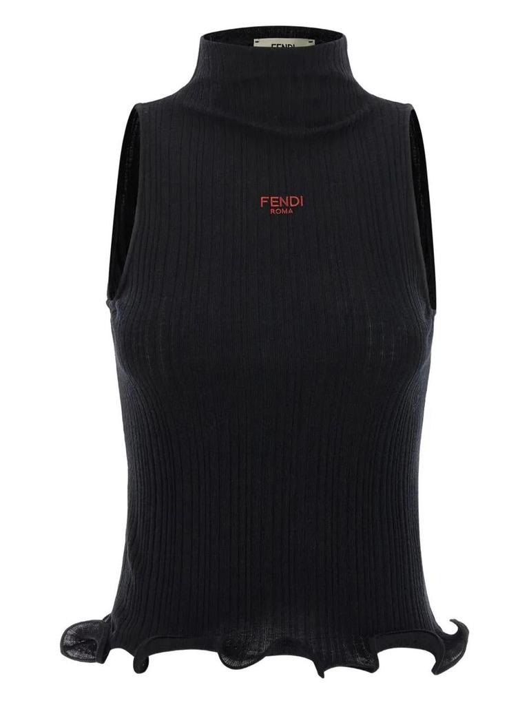 Shop Fendi FF Jacquard Ribbed Tank Top on Sale at