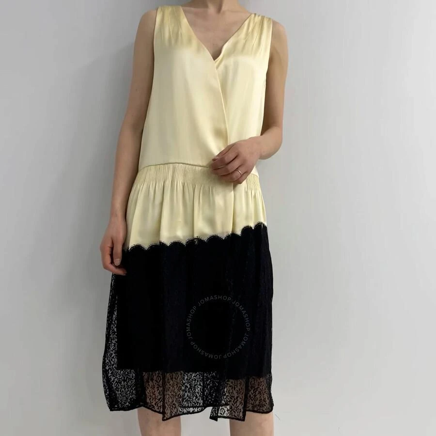 Burberry Ladies Cream Silk Satin And Lace Sleeveless Dress 1