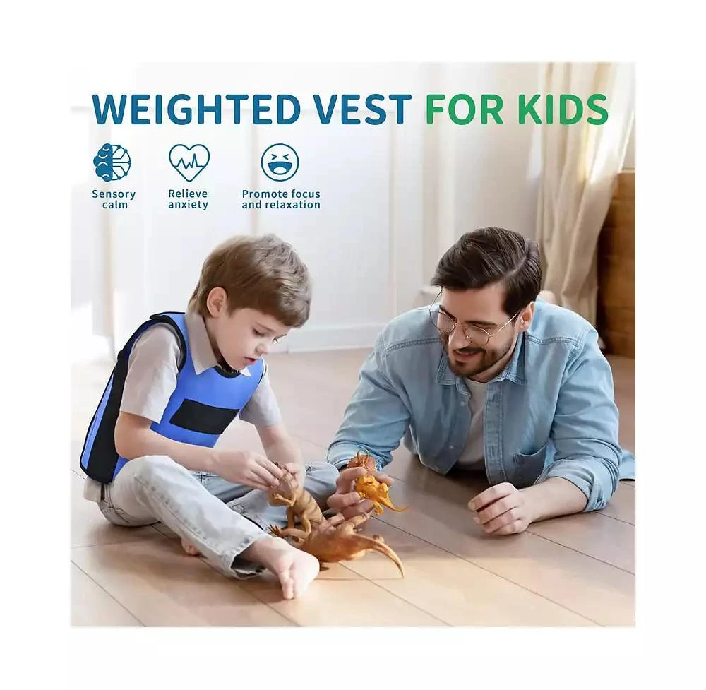 OUTREE Small Blue Weighted Compression Vest for Kids with Sensory Needs 3