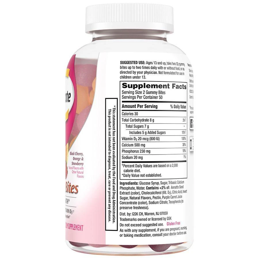 Caltrate Calcium and Vitamin D Supplement Gummy Black Cherry, Strawberry, Orange 9