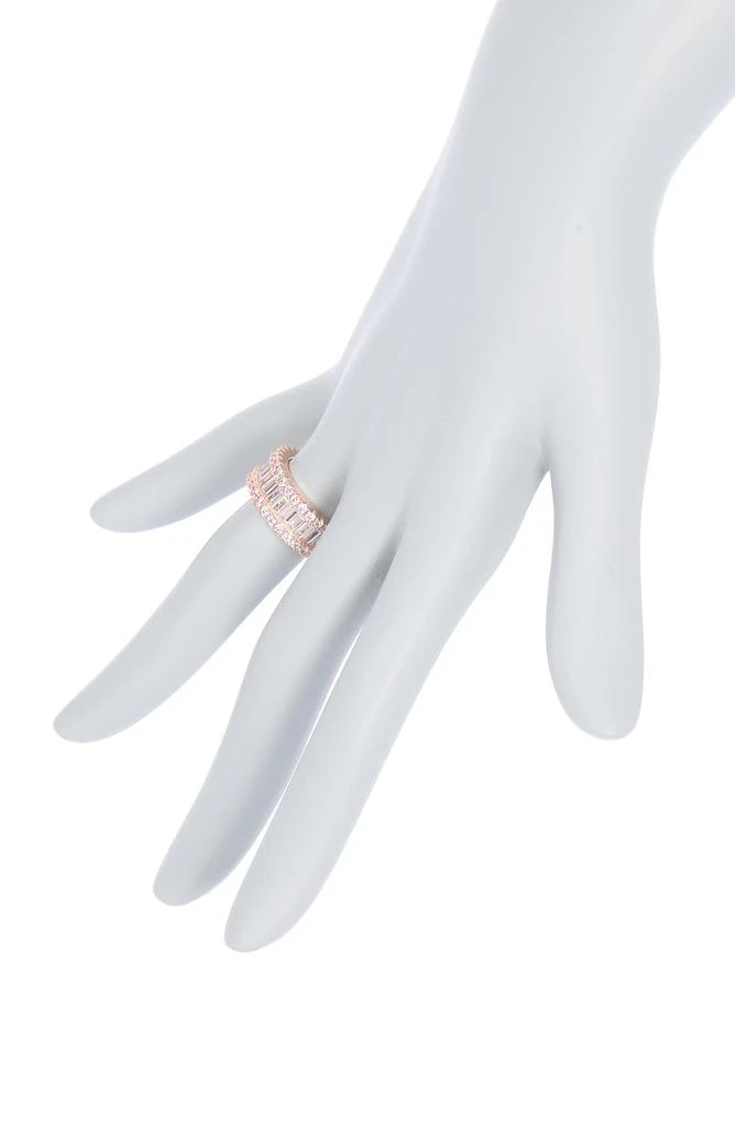 Suzy Levian Rose Gold Plated Sterling Silver Baguette CZ Eternity Band Ring 2