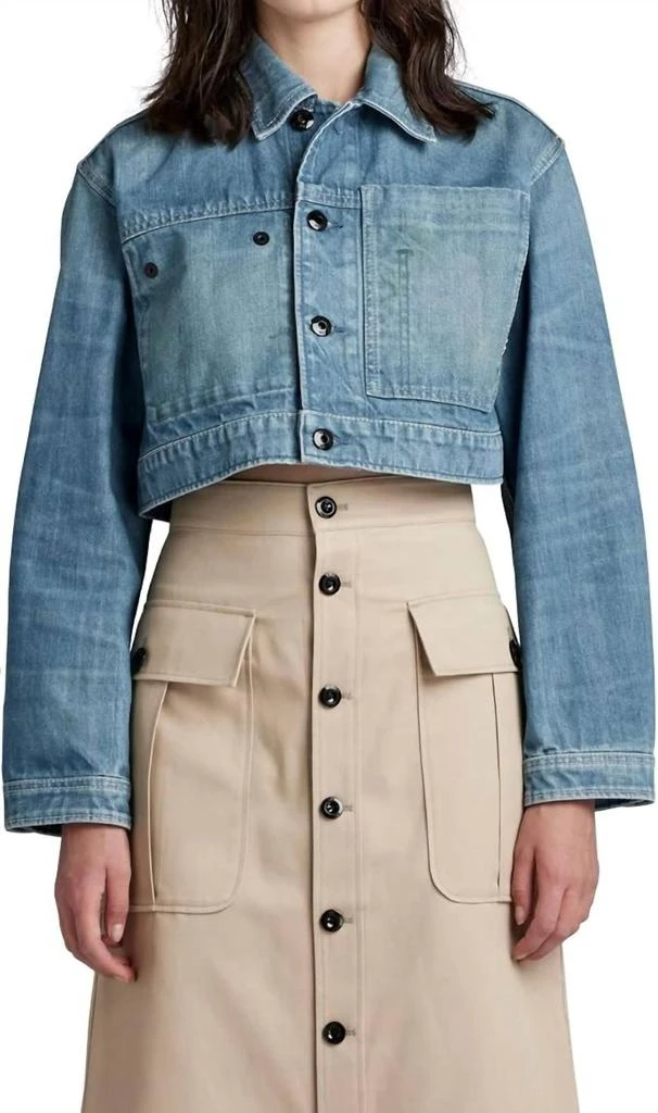 G-Star Cropped Denim Jacket In Antique Faded Moonlit Ocean