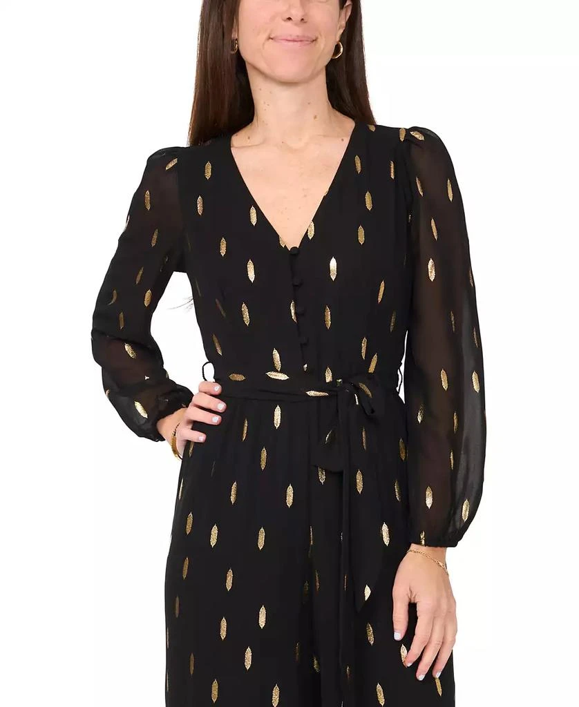 MSK Petite Long-Sleeve V-Neck Chiffon Jumpsuit 4
