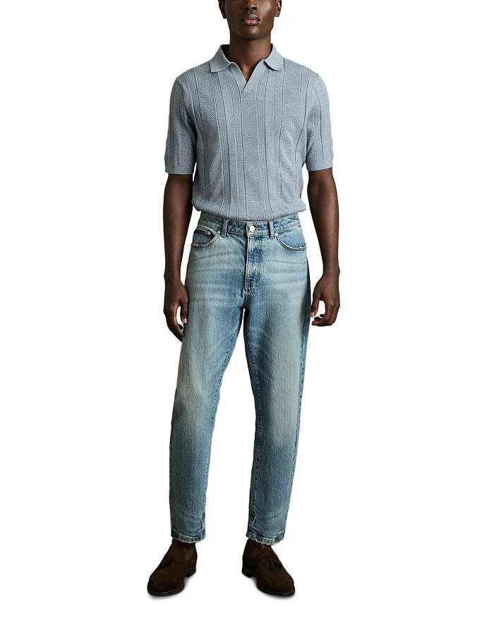 REISS Kansas Open Collar Stripe Textured Knitted Polo Shirt 2