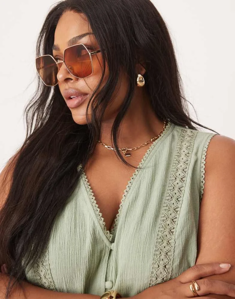 Metal frame ombre sunglasses Women main image 4